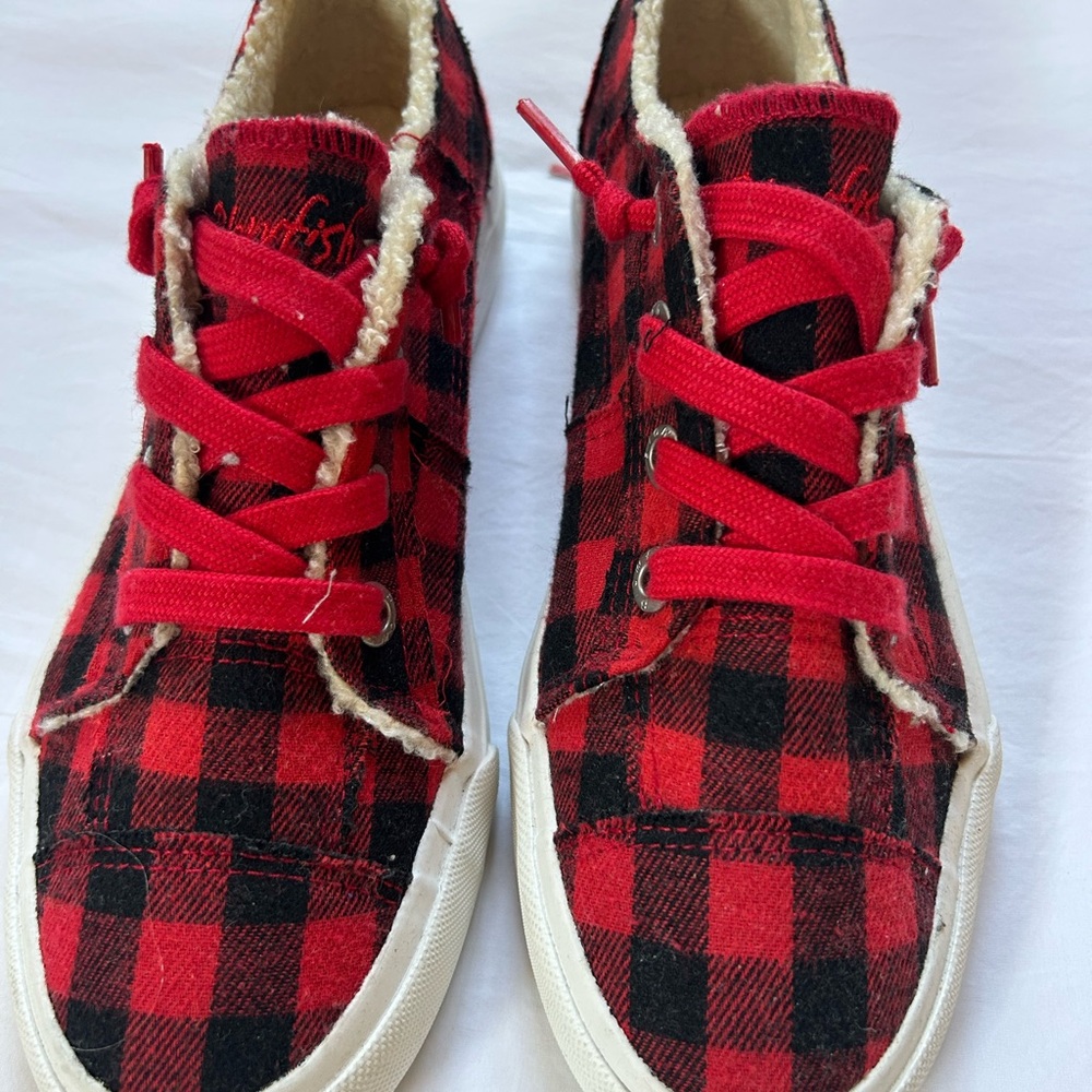 Plaid Red Kids Shoes